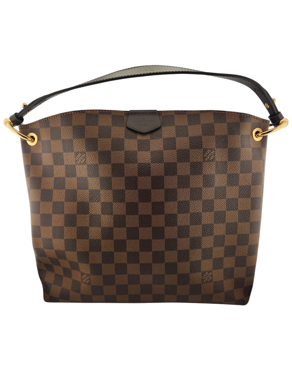 Louis Vuitton Graceful PM Damier Ebene Shoulder Bag with Gold Hardware